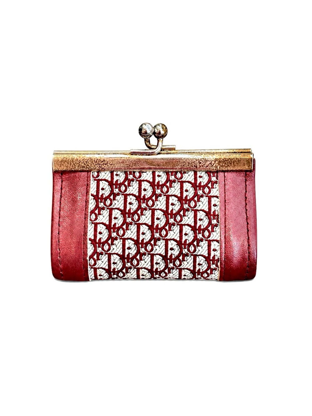 Christian Dior RARE Vintage 1970’s Oblique Monogram Kiss Lock Coin Poin Purse
